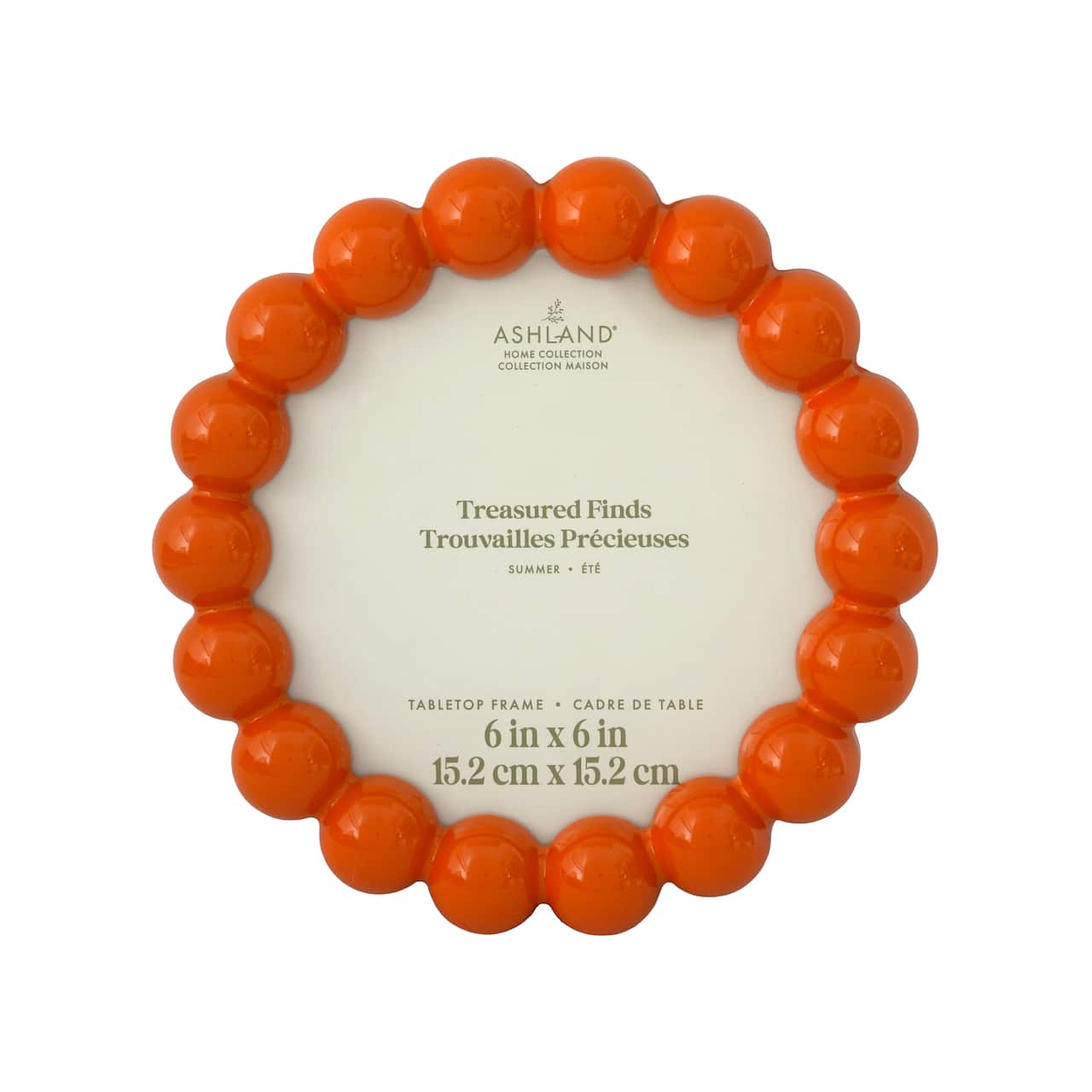 6" x 6" Orange Beaded Round Tabletop Frame, Treasured Finds by Ashland®